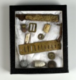 Collection of Old Militaria Bullets, Balls, Buttons, Etc.