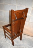 Antique Edwardian English Oak Pressing Chair by V.C. Bond & Sons