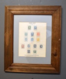 Framed Copies of 14 Confederate Postage Stamps