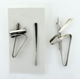 Matching Set of Sterling Silver Jewelry: Earrings and Pin (Pin Is 3” L.)