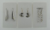 Lot of Three Pairs Earrings: One is Marked Sterling