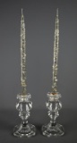 Pair of Crystal Candle Holders with Decorative Acrylic Candles