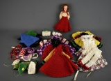 Lot of Handmade Knitted / Crocheted Barbie Doll Clothes, Vtg. 1960s, Small Vtg. Doll w/ Sleep Eyes