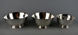 Three Matching Gorham / Oneida Silver Plate Footed Nesting Bowls in Excellent Condition