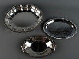 Lot of 3 Silver Plate Trays in Excellent Condition