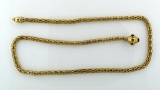 Unique 24” Long 14K Yellow Gold Link Lariat Necklace w/ Semi-Precious Stones in Ends (TW=20 Dwt)