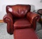 Contempo Altamura (Made in Italy) Oxblood Leather Armchair, Nailhead Trim