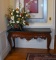 Fabulous Carved Mahogany Console Table, Paw Feet, Faux Marble Top