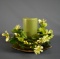 Kyoto Accessories Champagne 8” Candle Base w/ Candle & Silk Flowers