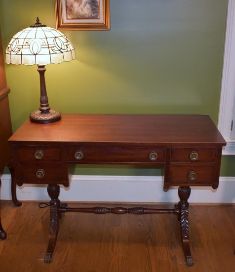 Fine Vintage Carved Mahogany Bedroom Vanity Table by Drexel Furniture, Paw Feet