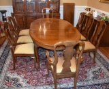 Splendid Banded Inlay Cherry Dining Table w/ Two Extension Leaves by Henredon Fine Furniture