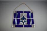 Vintage 10” Square Stained Glass Window Ornament