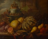 Enhanced Giclee on Canvas, Old Master Style Still Life by Jan Van Henry, Gilded Frame