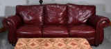 Contempo Altamura (Made in Italy) Oxblood Leather Sofa, Nailhead Trim