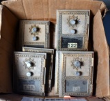 Lot of Seven Vintage Combination Lock PO Box Doors, Greek Key Trim