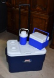 Lot of Three Coleman Cooler Products: Cooler, Mini Cooler, & Thermos