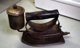 Antique Iron w/ Wooden Hand Grip, Gas Tank