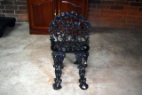 Smaller Vintage Wrought Iron Grapevine Outdoor Chair, Painted Black