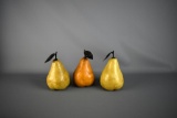 Lot of Three 6” Ceramic & Metal Pear Decor