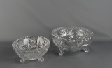 Pair of Small Footed Cut Glass Serving Bowls