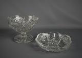 Pair of Small Pretty Vintage Pressed Glass Serving Bowls