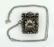 Charming Antique Repousse Sterling Silver Postage Stamp/Match Safe Locket with 18” Sterling Chain