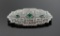 Antique 10K White Gold Art Deco 1.5” Pin w/ Green Stones