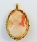 Antique Shell Cameo 2” Pin / Pendant in Gold Frame