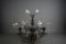 Splendid Antique Reed & Barton 5 Branch Silverplate Candelabra w/ Crystal Epergnes, Mirrored Base