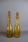 Pair of Lovely Antique Amber Cut to Clear Glass Decanters, Taller One is 15.5” H.