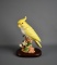 Vintage Italian Porcelain 9” Cockatoo Figurine w/ Wooden Base