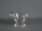 Nice 6.5” Steuben Crystal Bowl w/ Swirl Motif Handles