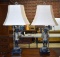 Pair of Vintage Gilt & Black Metal Blackamoor Table Lamps