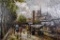 Large Contemporary Oil on Canvas, Street Scene, Signed T. Martin