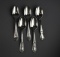 Five Sterling Silver Serving Spoons, Various Makers, 384 Grams