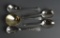 Lot of Five Sterling Silver Casserole Spoons, Various Makers, 375 Grams