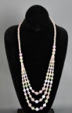 Fabulous Pink, Blue & Green Jade Bead 26” Necklace