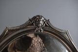 Antique Hall Elton Co., Wallingford, CT. Triple Plate 17” Tray w/ Man & Woman Head Handles