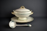 Lovely Antique Soup Tureen, Underplate, & Ladle