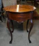 Exquisitely Inlaid Mahogany Chippendale Table, 20th C., Ball & Claw Feet