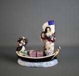 Rare & Unique Antique Early American Figural Salt & Pepper Boat Set