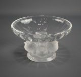 Classic Lalique Art Glass “Nogent” Bird Pedestal Bowl, 5.5” Diameter