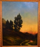 FC Risley (Bio Unknown), Landscape at Dusk, Oil on Canvas, Signed Lower Left