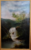 Unattributed, Mountain Waterfall, Oil on Canvas