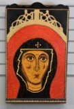 Eastern Orthodox Style Wooden Mosaic Icon by Herbert Albin (German-American, 20th C.), Edgefield, SC