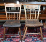 Pair of Antique Painted Primitive Side Chairs, New England