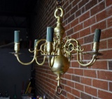 Antique American Colonial Brass Six Light Candelabra
