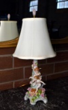 Elegant Continental Porcelain Figural Electric Lamp