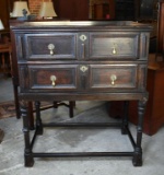 William & Mary Oak Chest on Stand, Late 17th–Early 18th C., Pine Secondary, Early Dovetail Construct