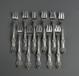 Eleven Alvin Sterling Silver Cocktail Forks, 246 Grams